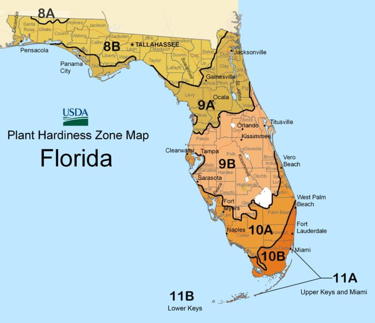 USDA Plant Hardiness Zones of Florida